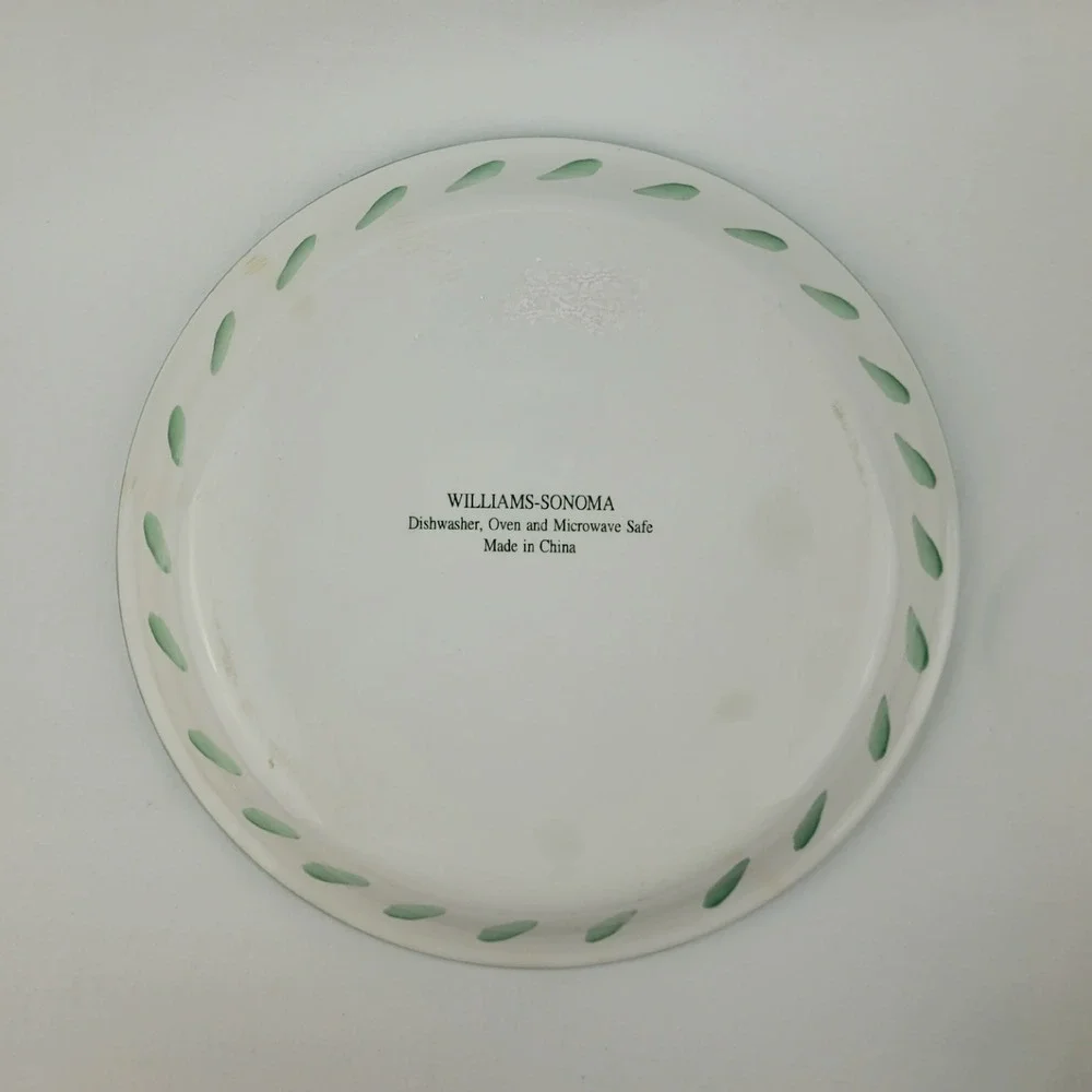 Williams-Sonoma Lemon Ceramic Pie Plate Green Rim 10 inch